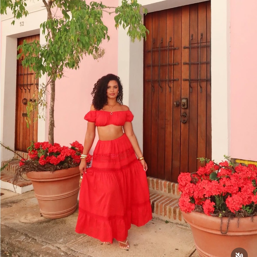 Adeirlina Red Vesper Maxi Skirt Set (2pcs)